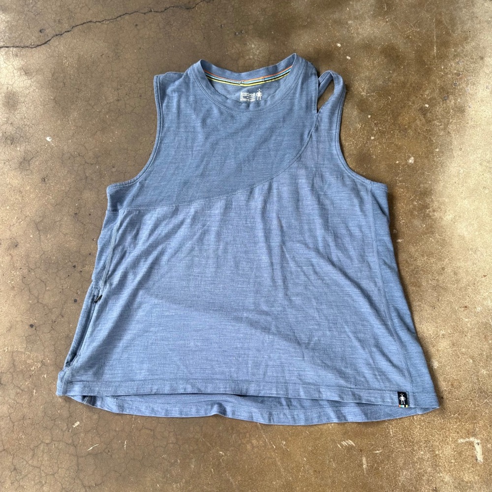 Smartwool Tank Top Womens XL Blue Excellent Merino Wool Blend Racerback Active